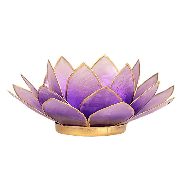 Portavelas flor de loto lila/oro