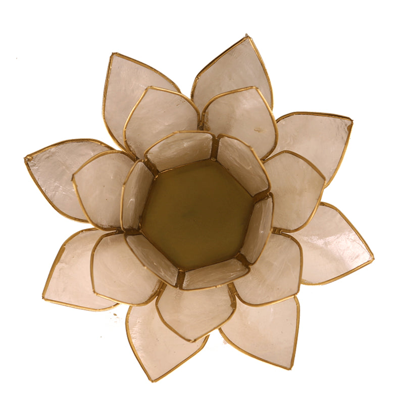 Portavelas flor de loto nácar/oro