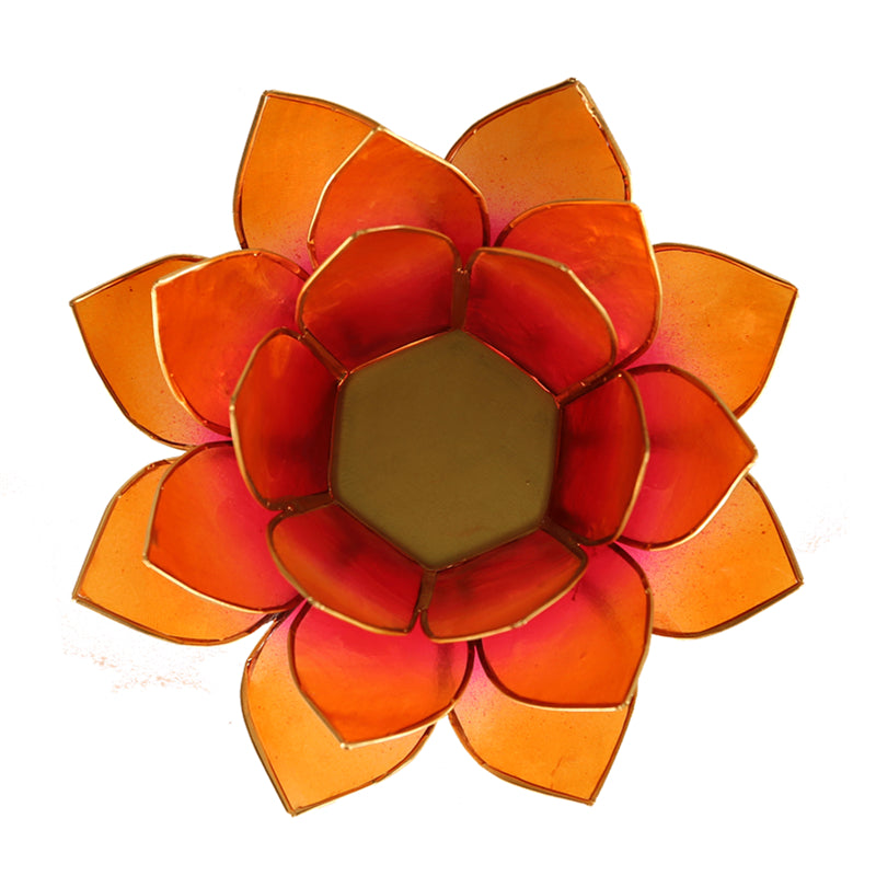 Portavelas flor de loto naranja/oro